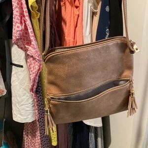 Brown crossbody or arm purse